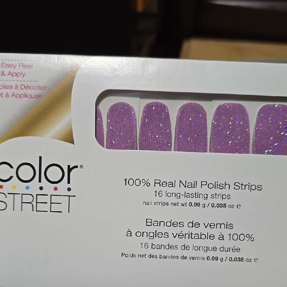 Color Street Purple Glitter Nail Polish Strips